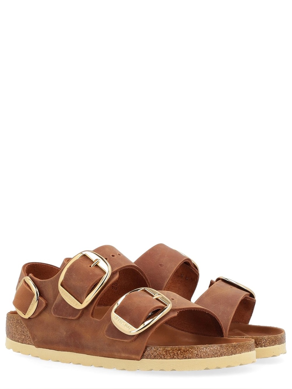 Birkenstock Milano Big Buckle Oiled Cognac Leather Sandals 37